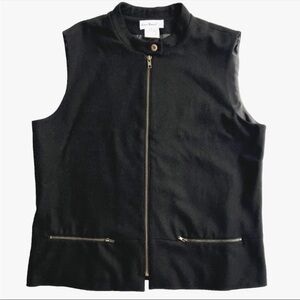 Harve Benard Vest with Pockets Womens Size 14 Black Wool Blend Zip Closure